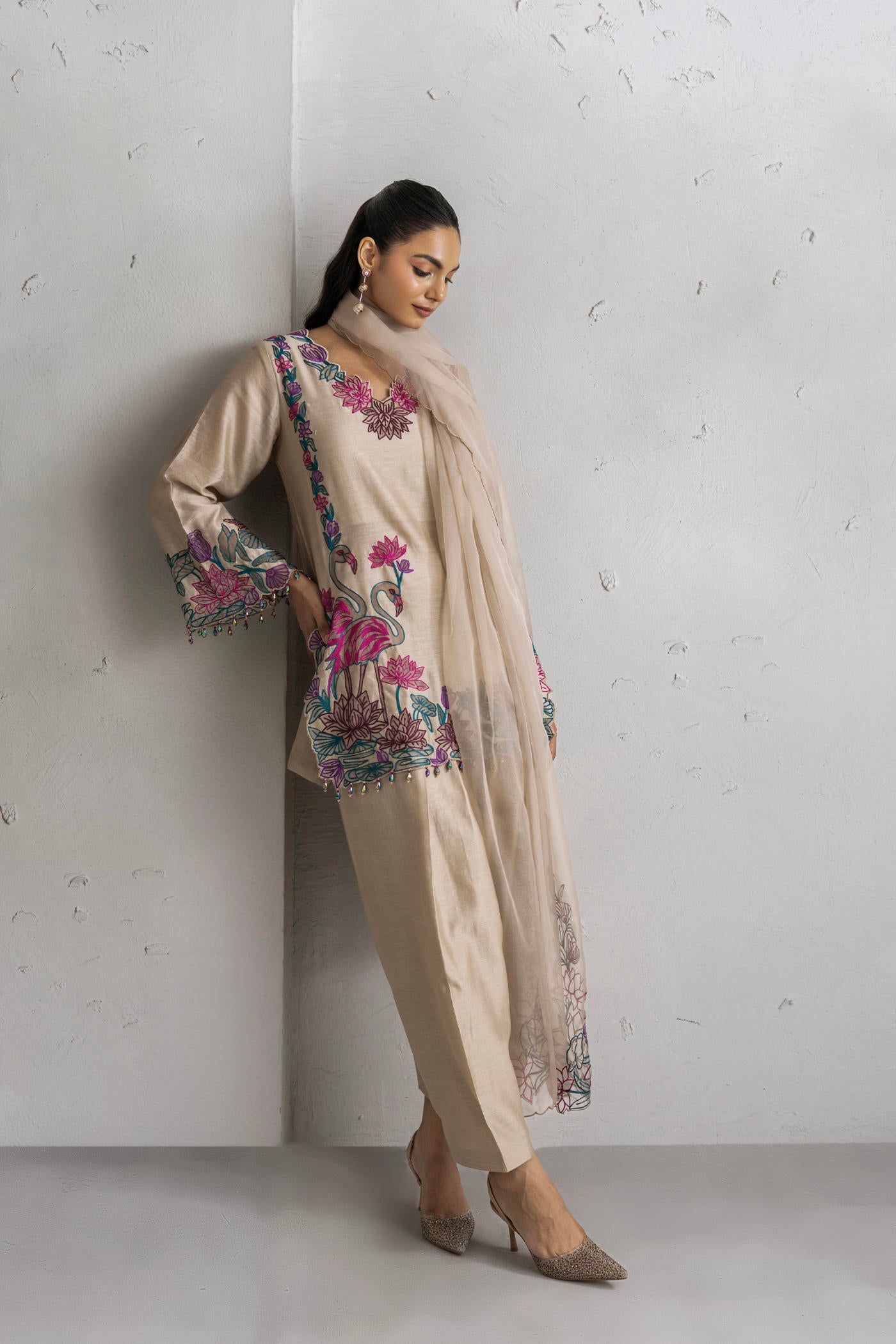 Gul Kurta Set With Farshi Salwar