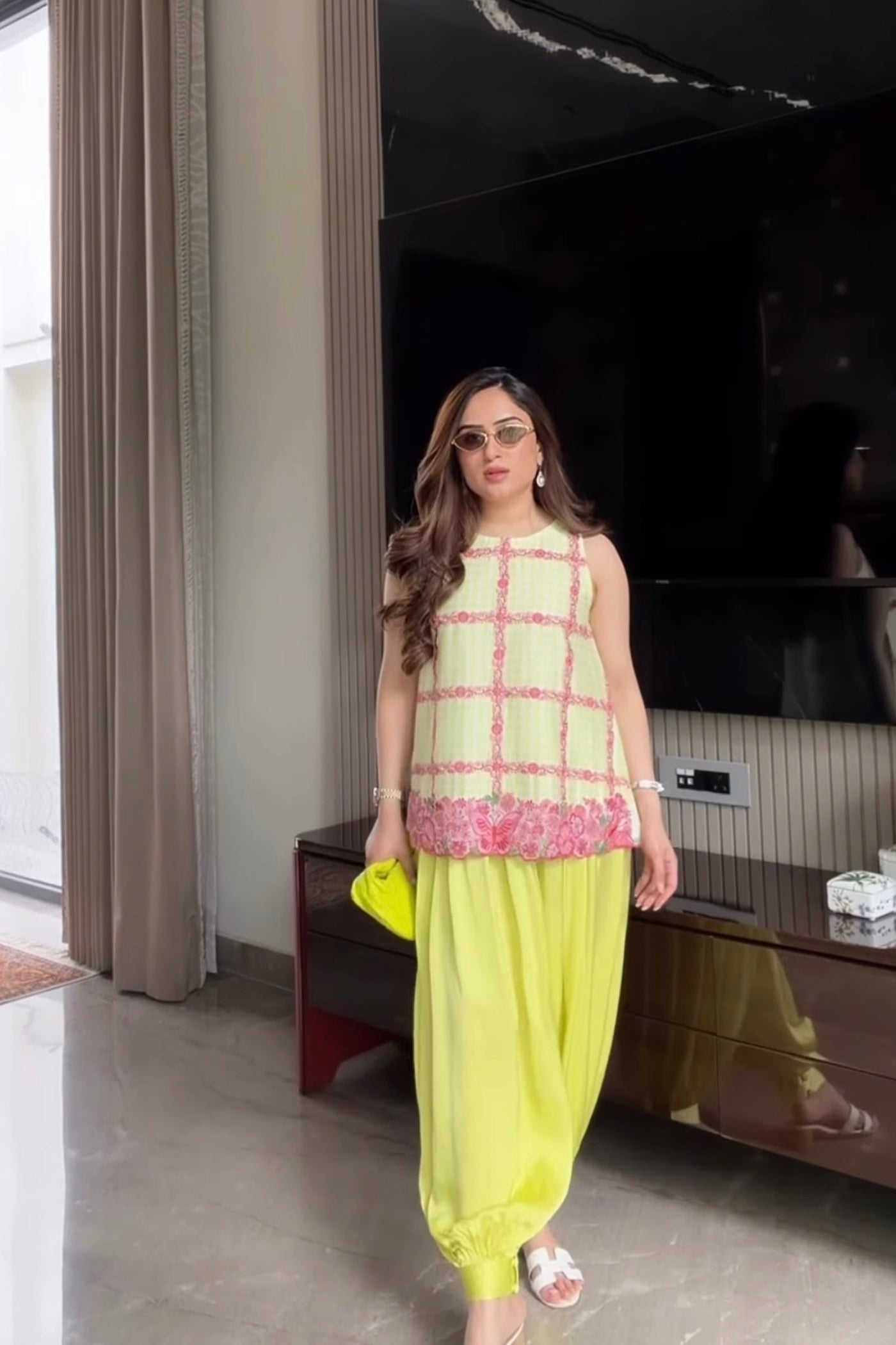 Nitika In Rhea Short Kurta With Satin Balloon Pants