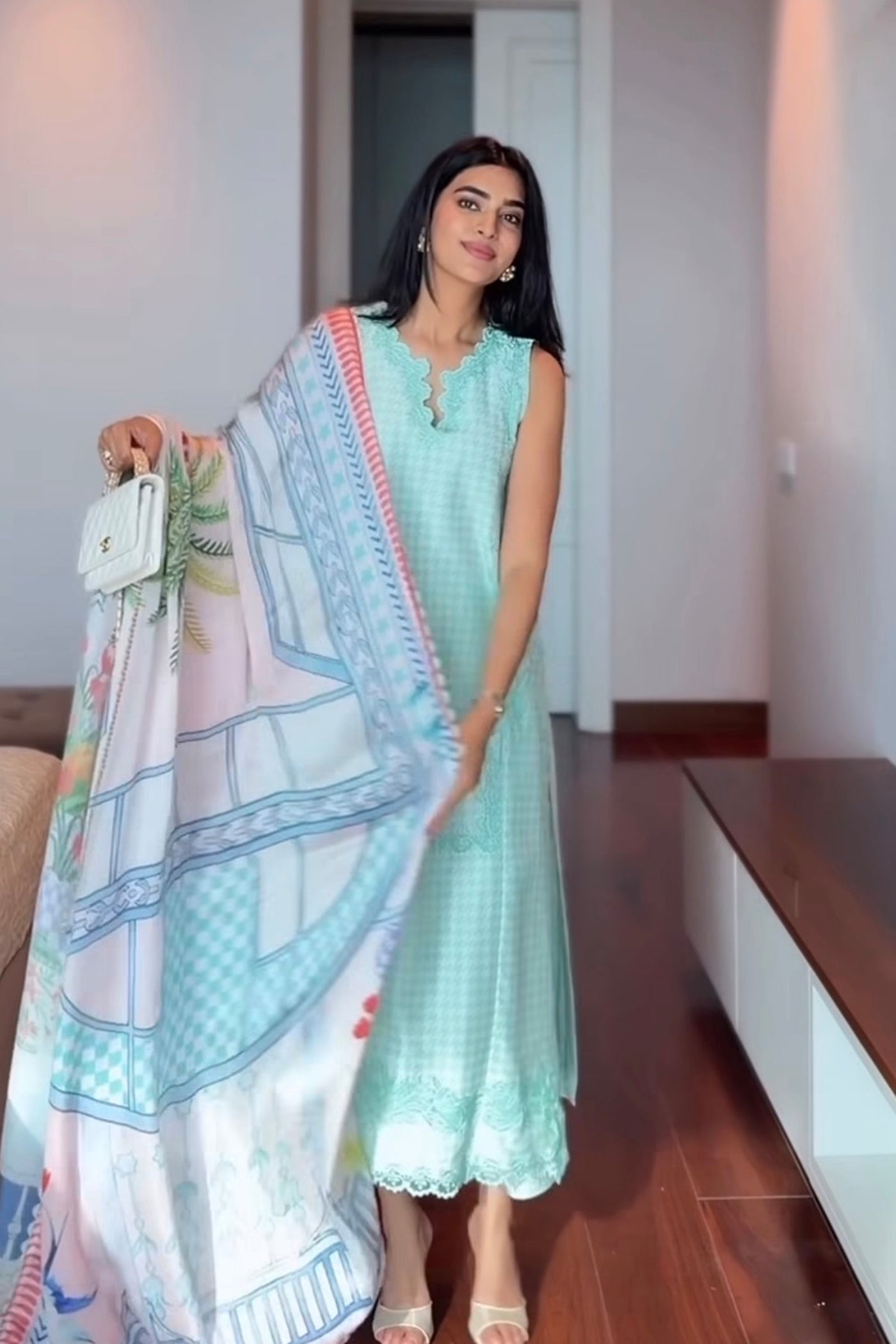 Bhavdeep Kaur In Camelia Pastry Green Long Kurta Set