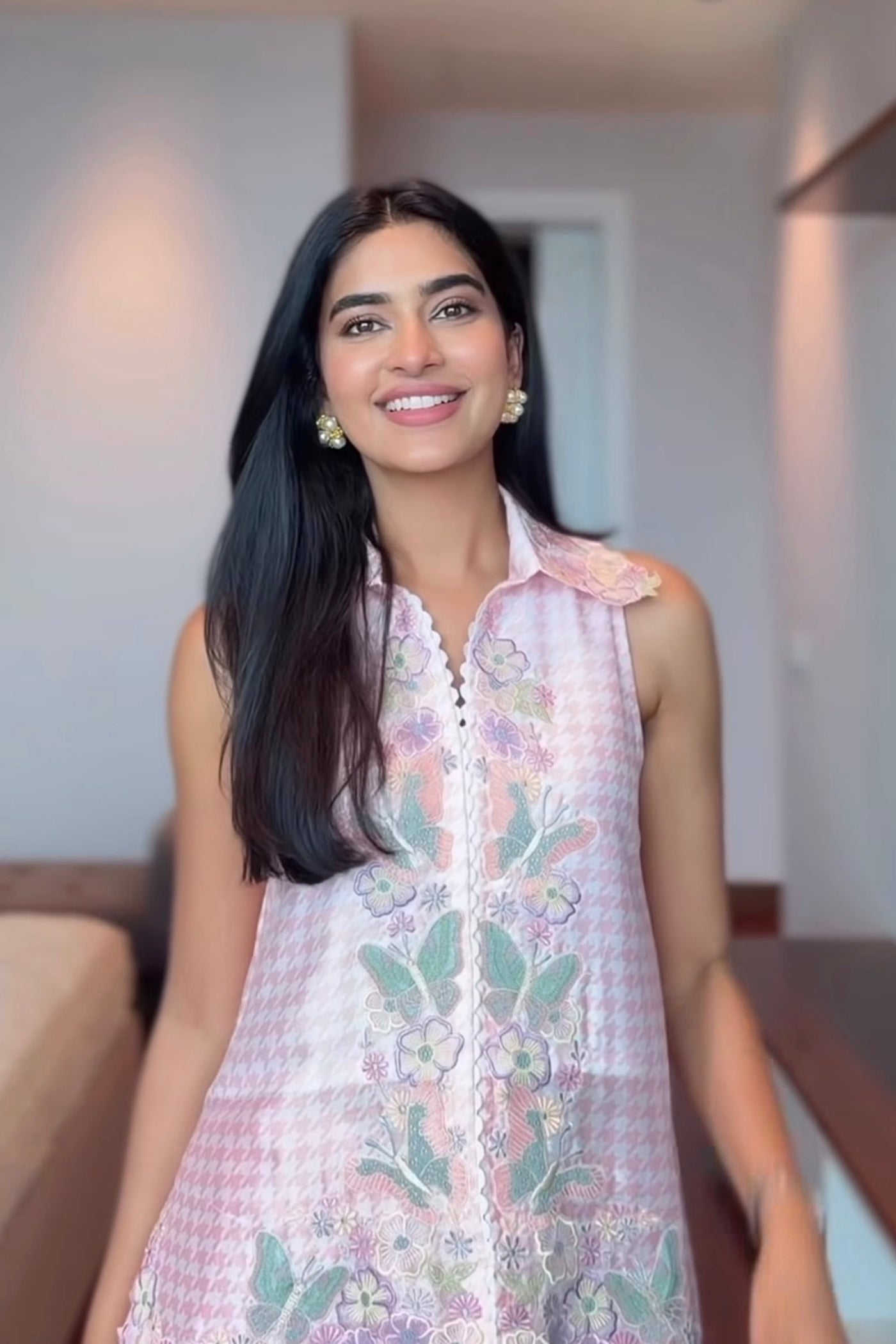 Bhavdeep Kaur In Primrose Short Kurta With Satin Baloon Pants