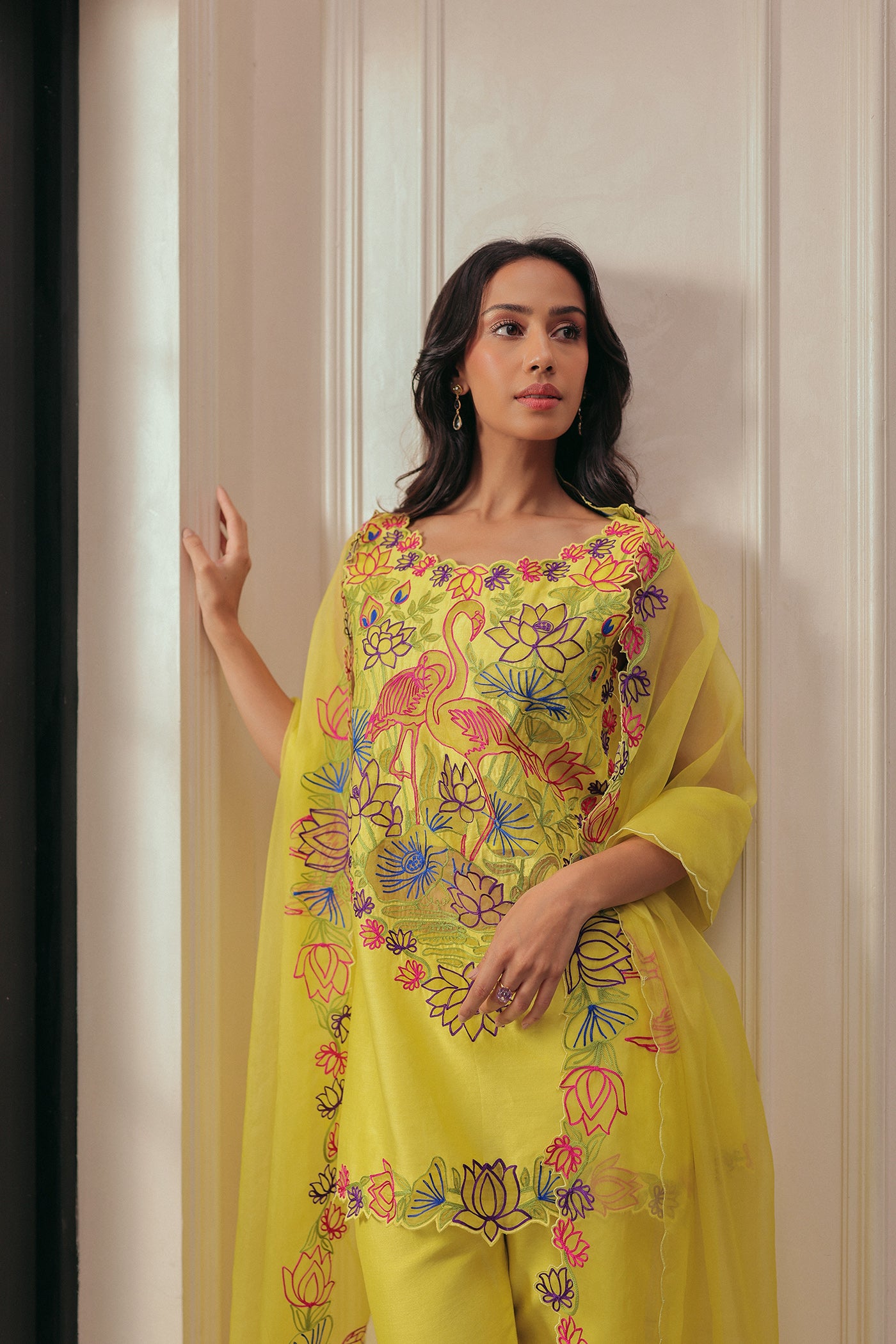 Gulbahar Kurta With Bell Bottom Pants And Dupatta