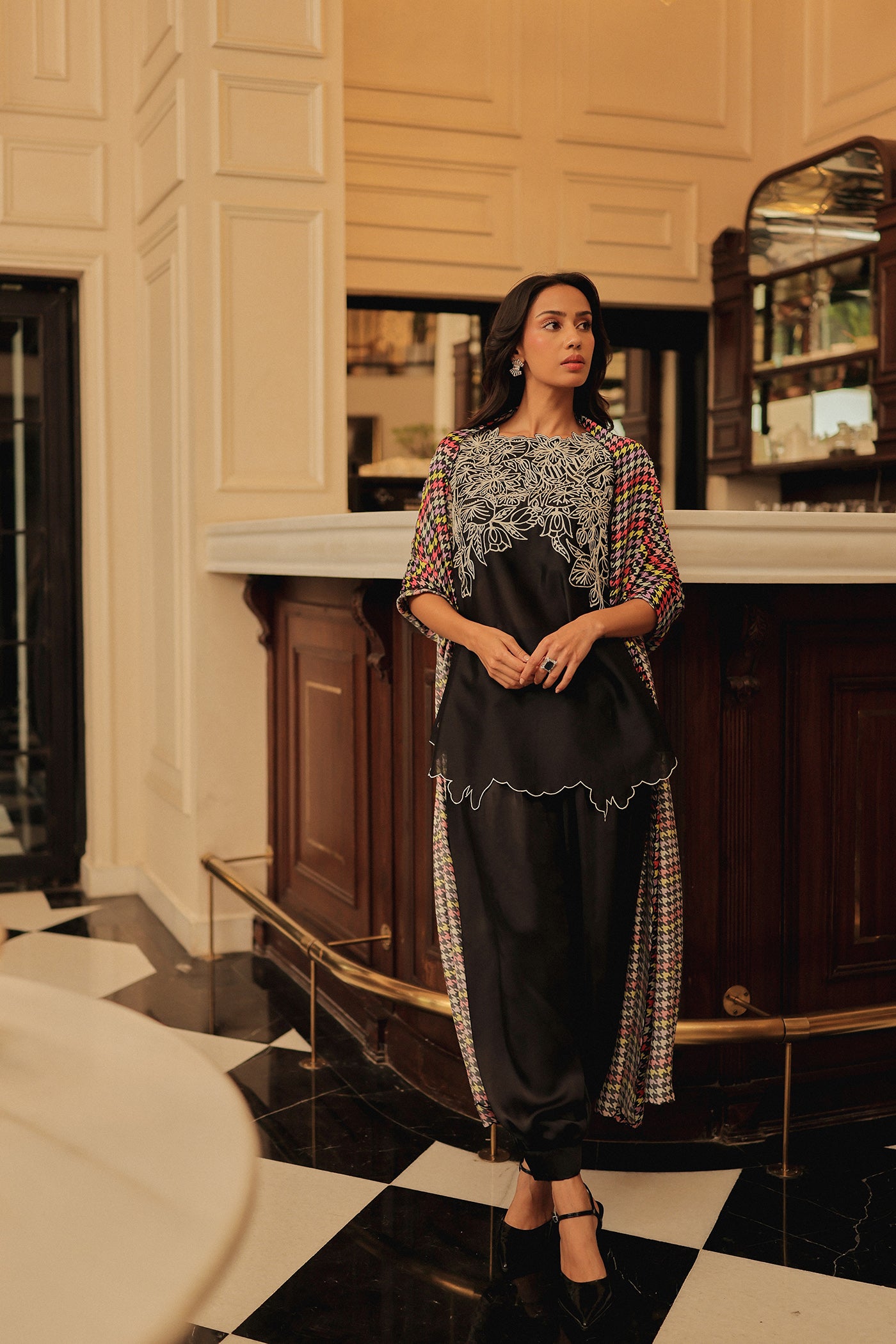 Ruhaani Kurta With Satin Balloon Pants & Dupatta