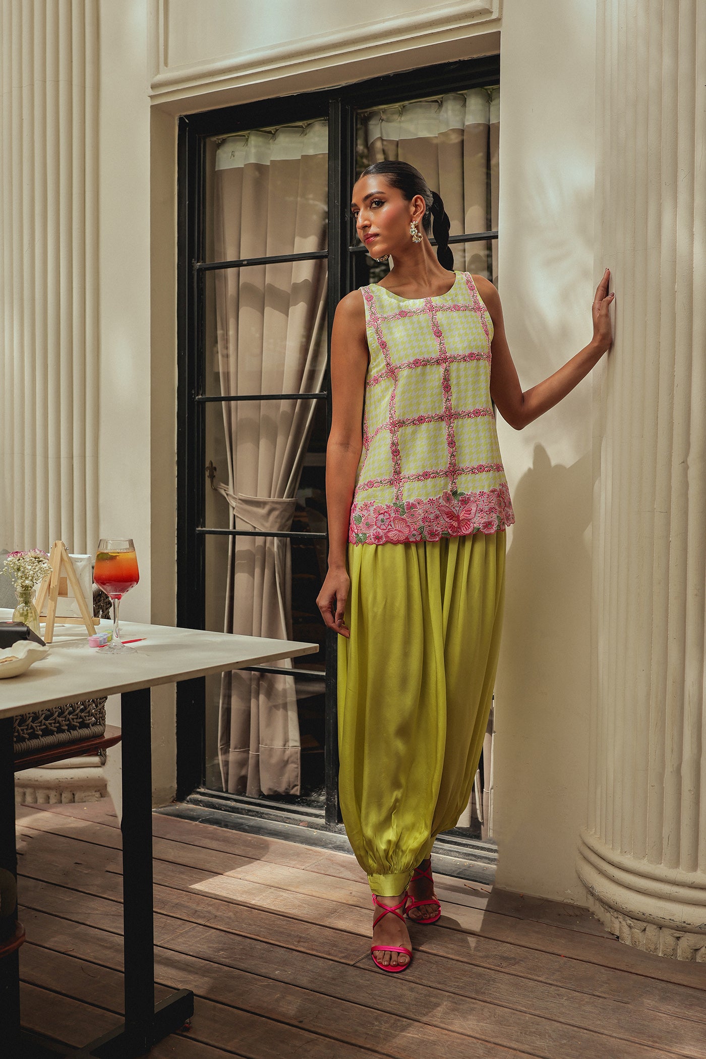 Rhea Short Kurta With Satin Balloon Pants