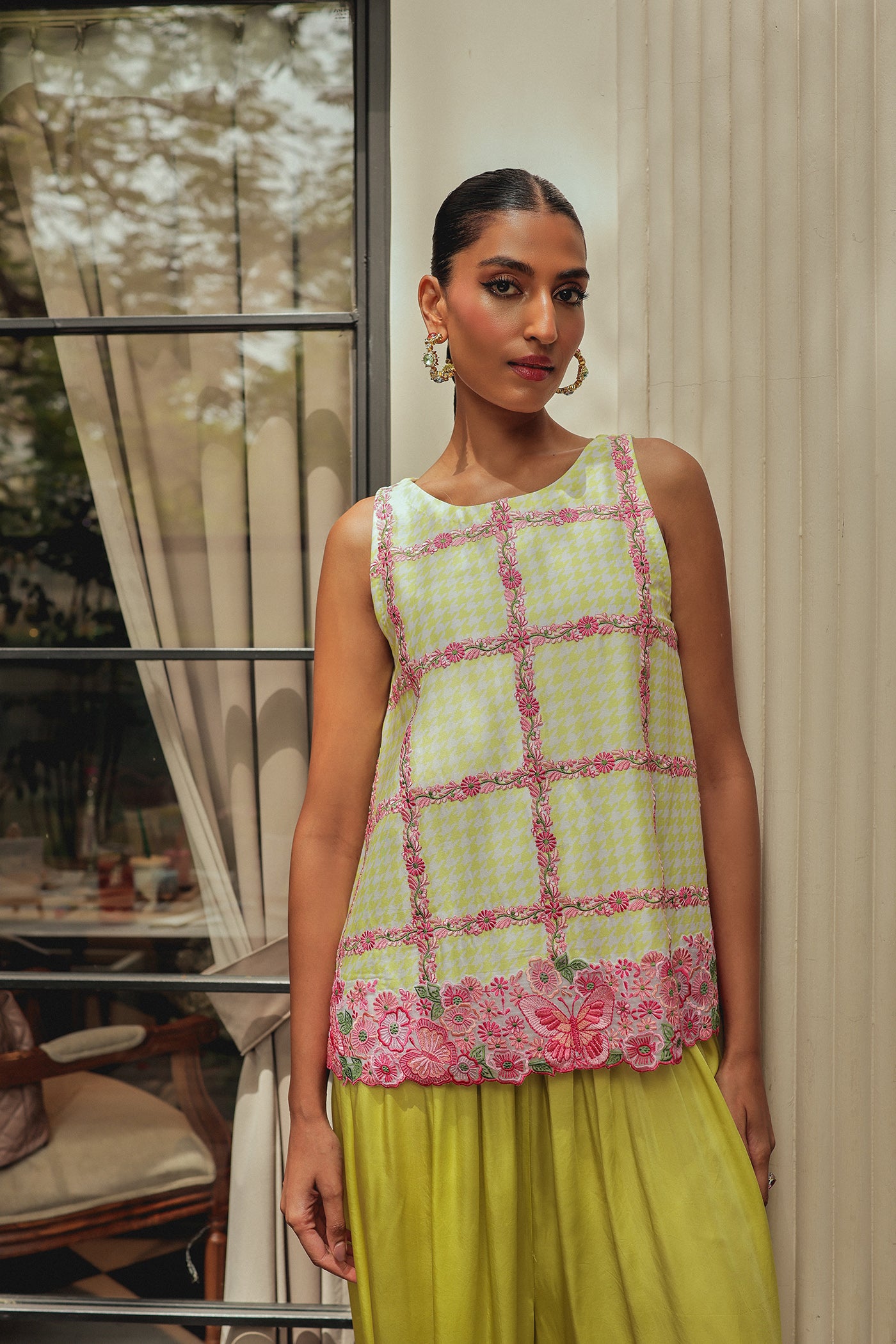 Rhea Short Kurta With Satin Balloon Pants
