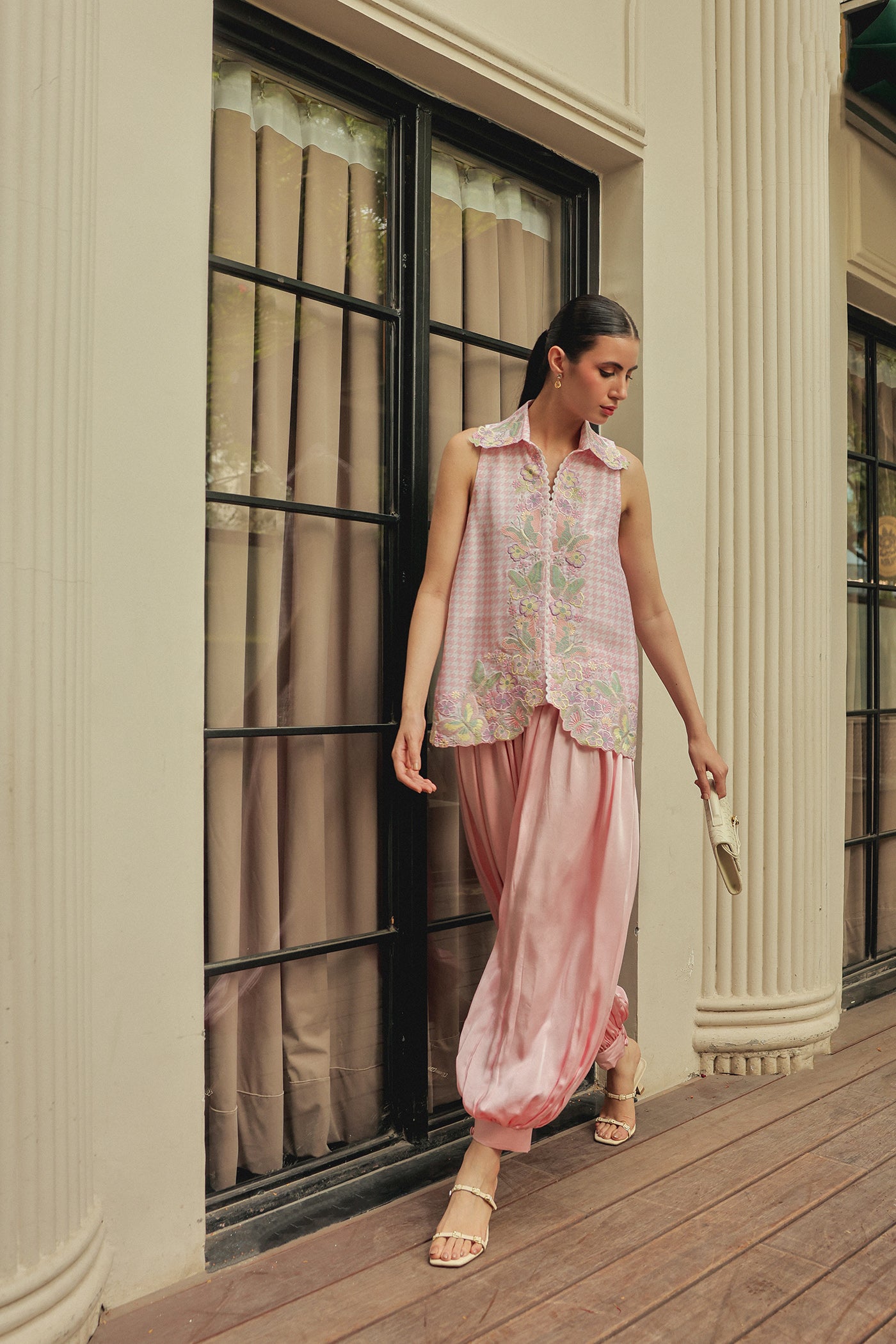 Primrose Short Kurta With Satin Baloon Pants