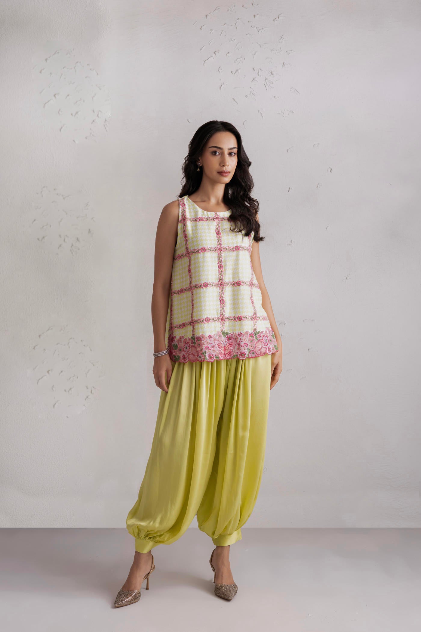 Rhea Short Kurta With Satin Balloon Pants