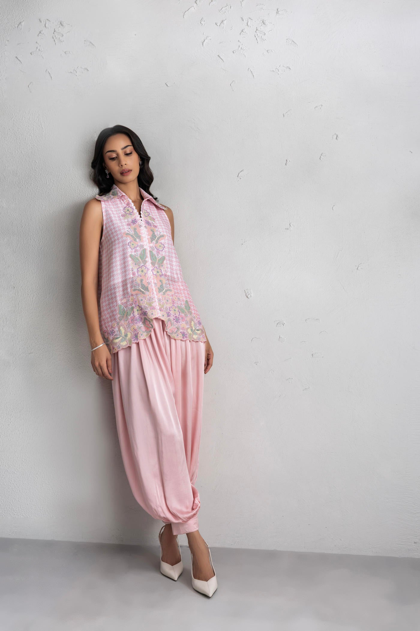 Primrose Short Kurta With Satin Baloon Pants