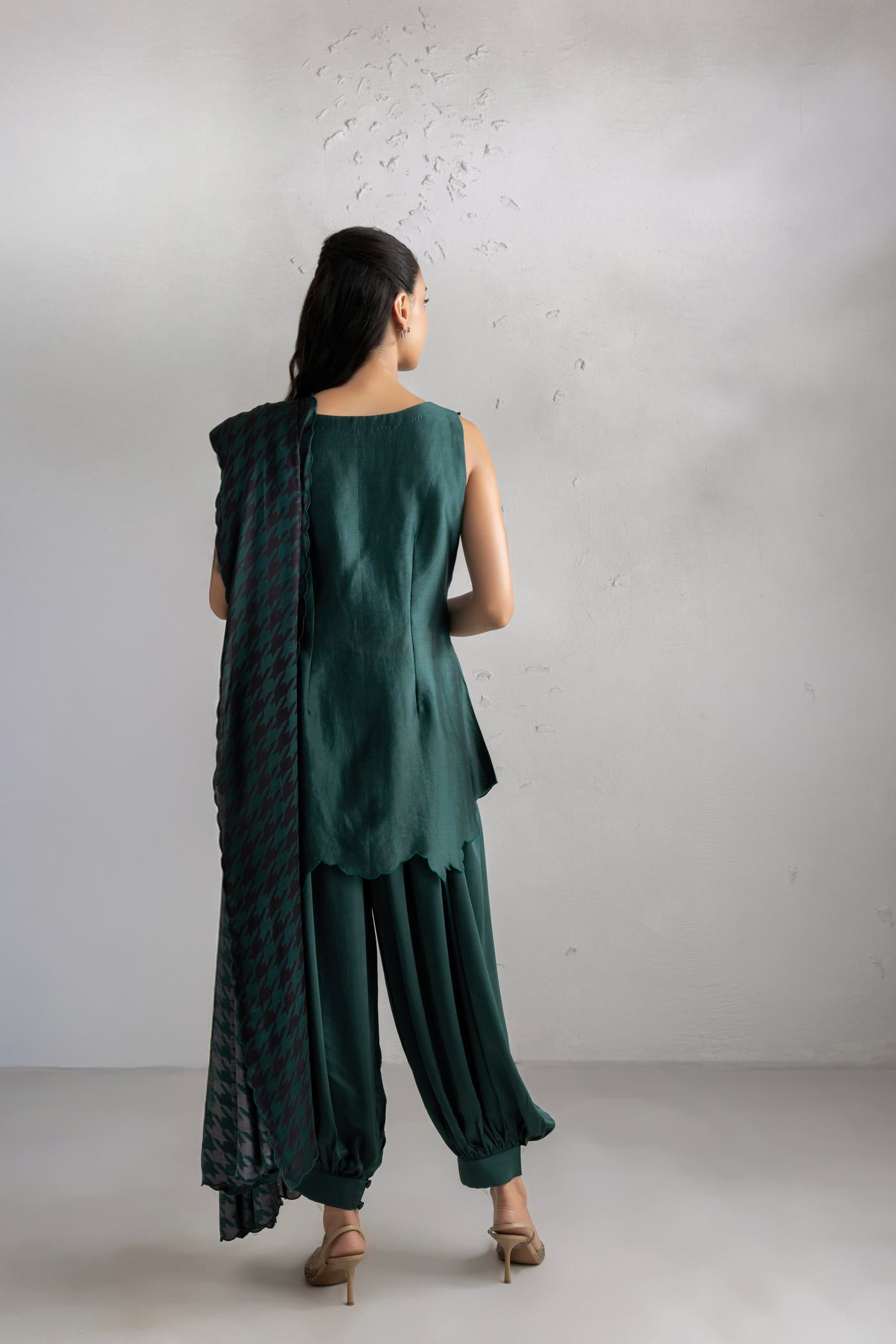 Seher Kurta With Satin Ballon Pants & Dupatta