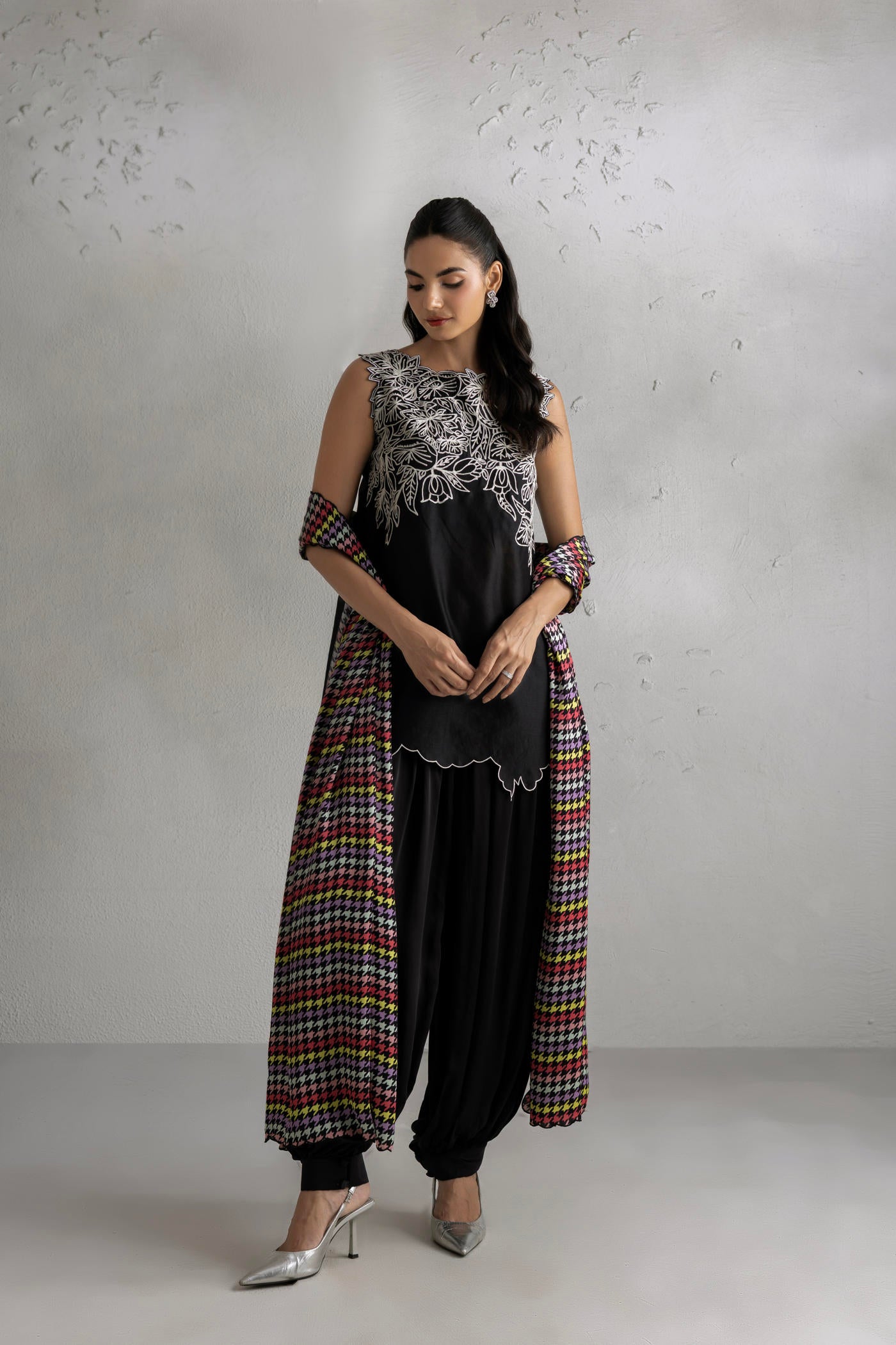 Ruhaani Kurta With Satin Balloon Pants & Dupatta