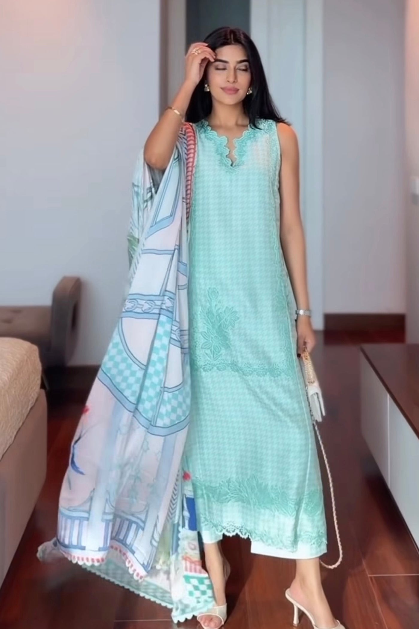 Bhavdeep Kaur In Camelia Pastry Green Long Kurta Set
