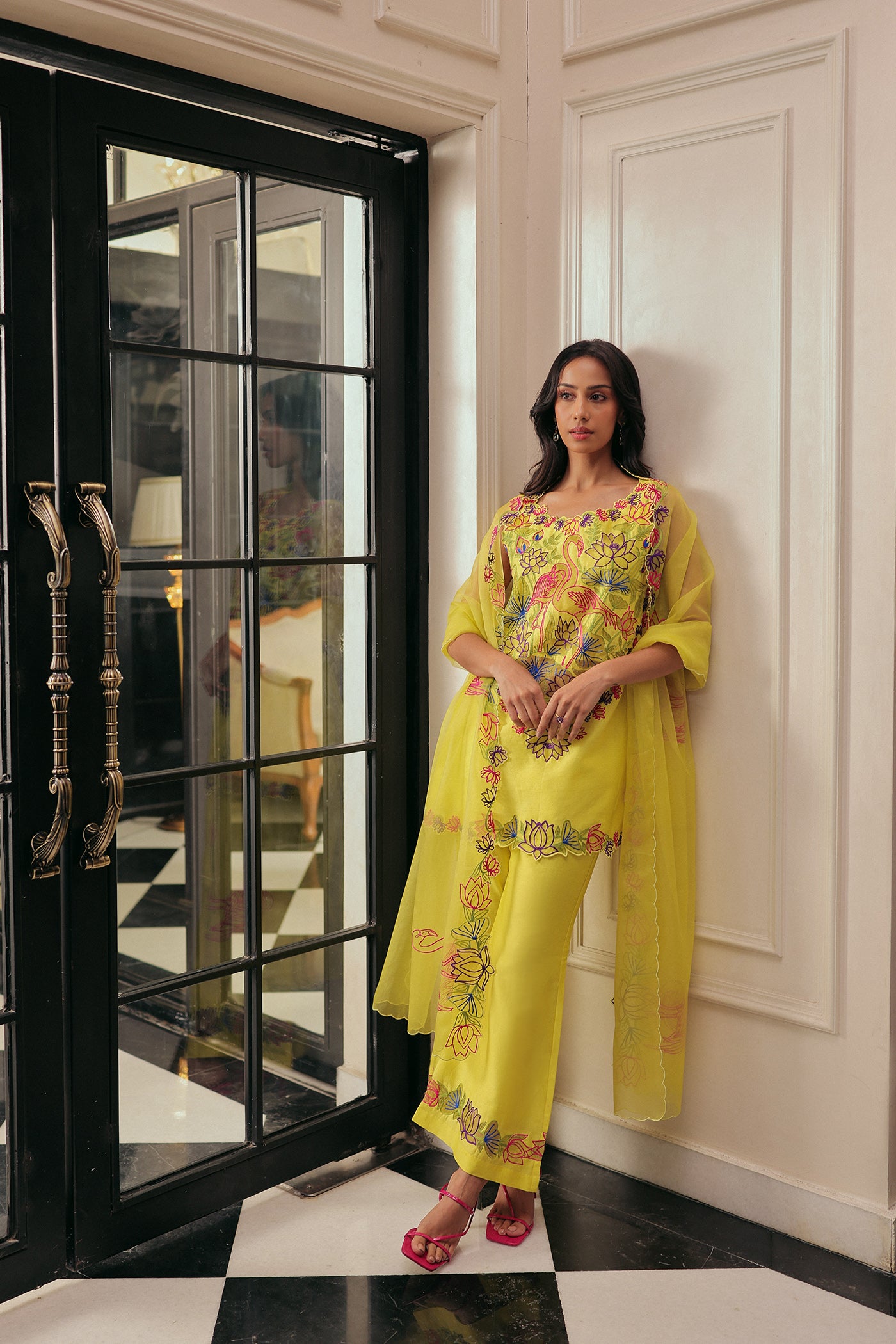 Gulbahar Kurta With Bell Bottom Pants And Dupatta