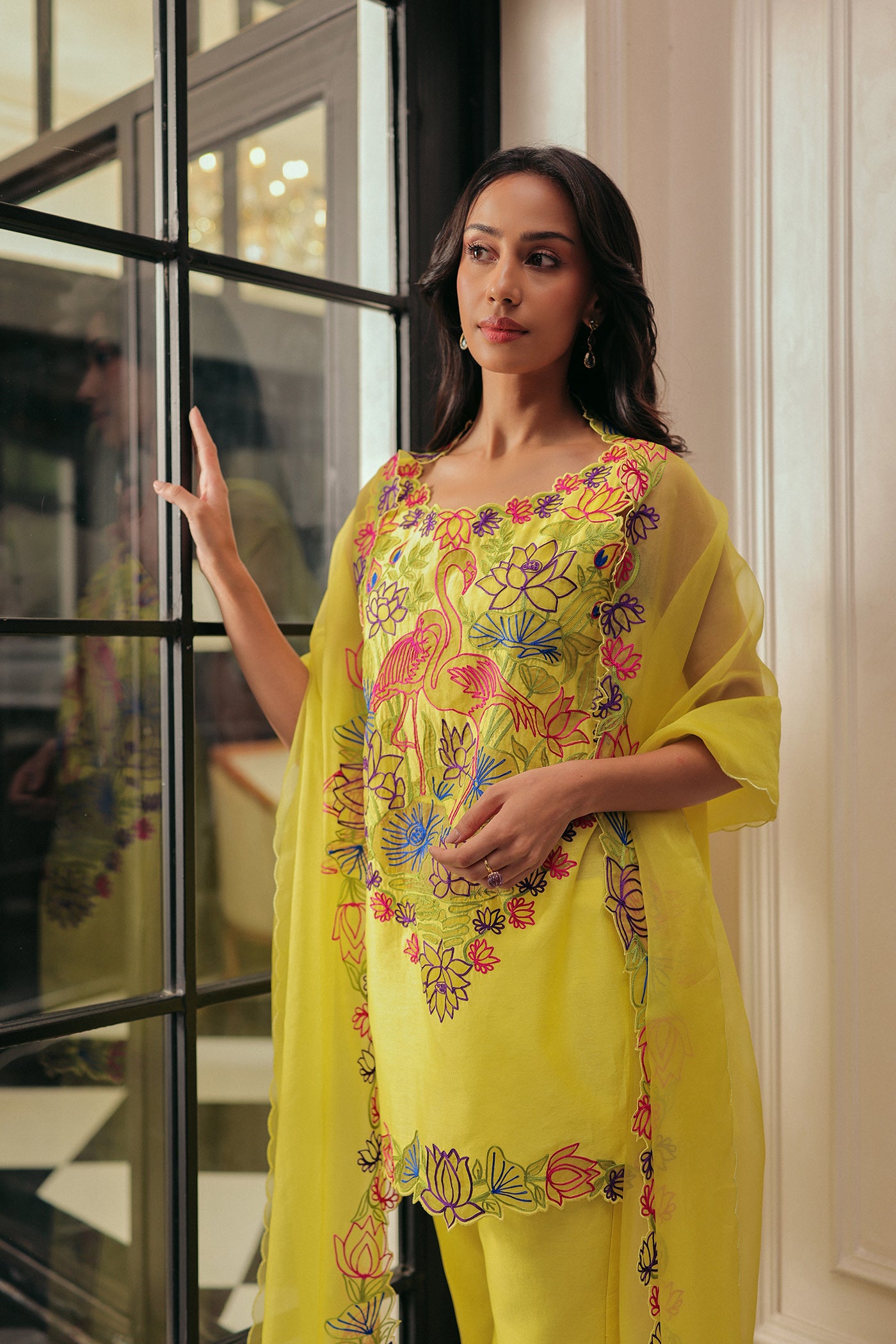 Gulbahar Kurta With Bell Bottom Pants And Dupatta