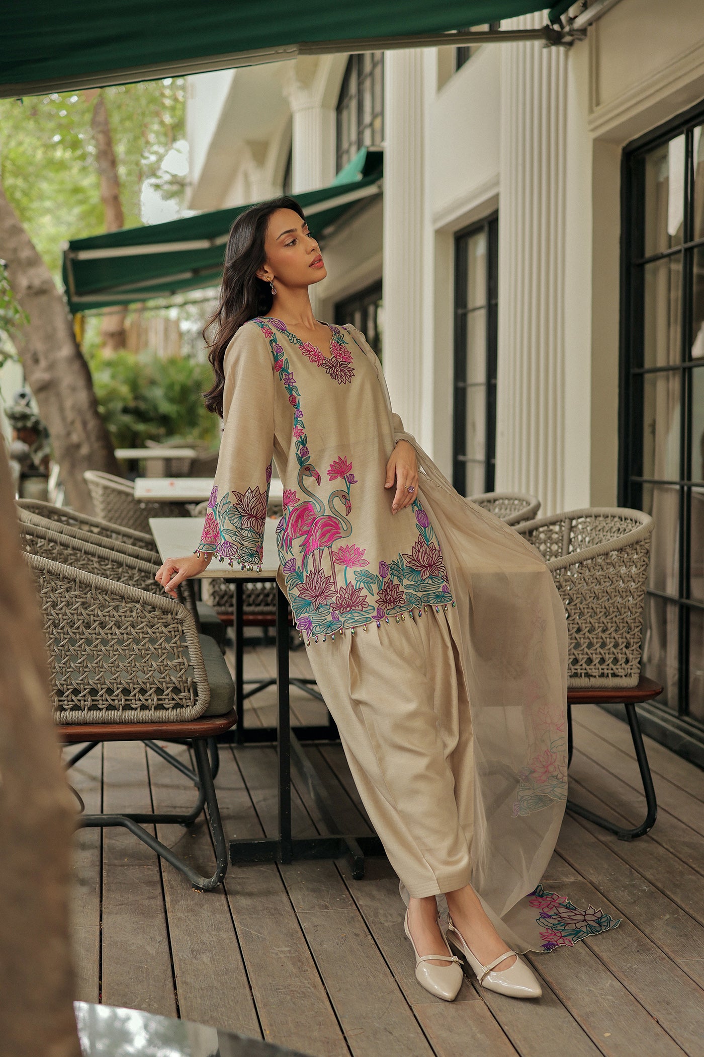 Gul Kurta Set With Farshi Salwar