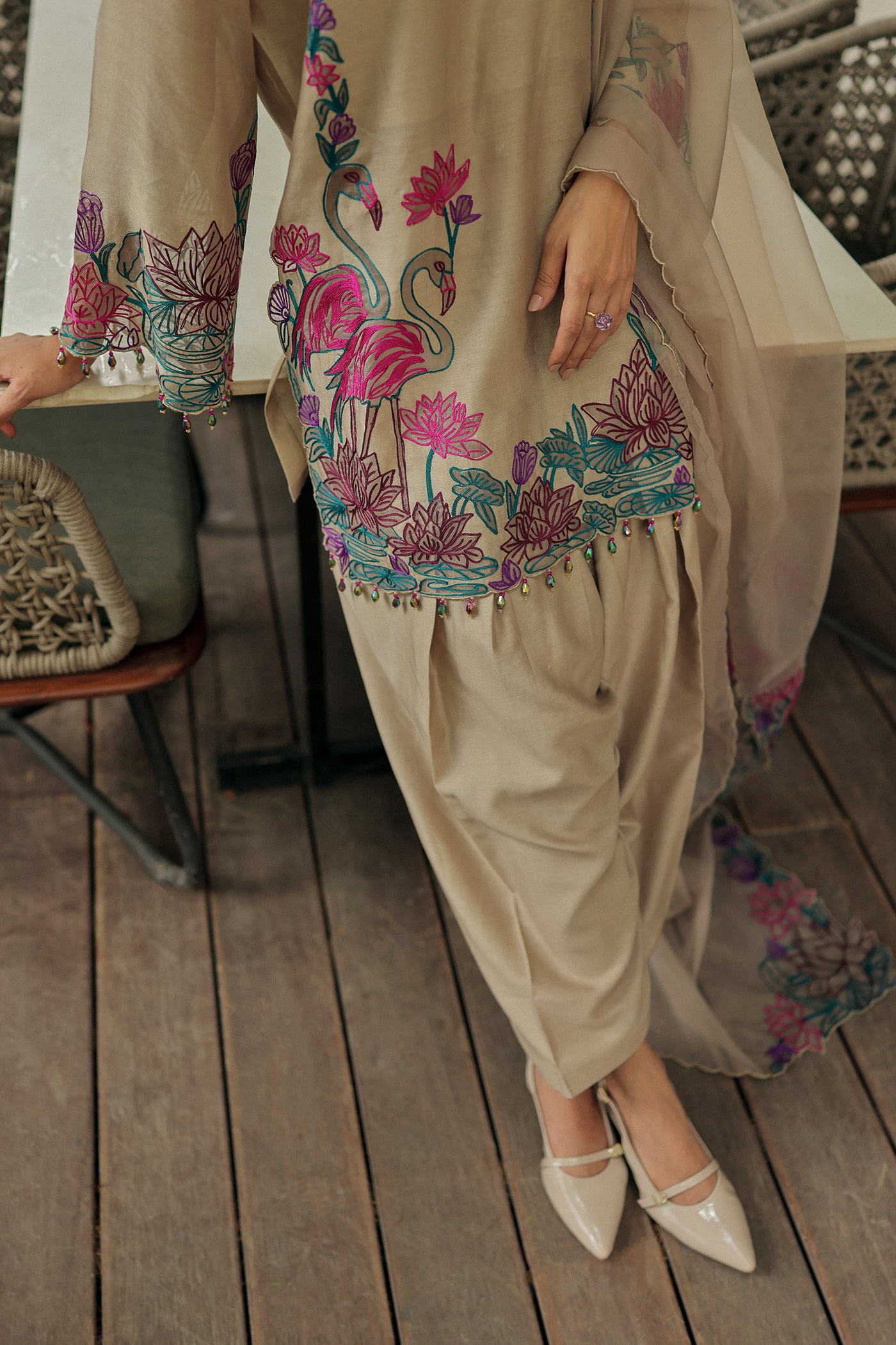 Gul Kurta Set With Farshi Salwar
