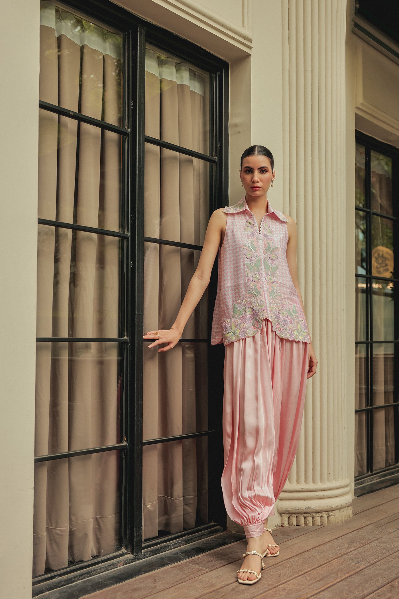 Primrose Short Kurta With Satin Baloon Pants