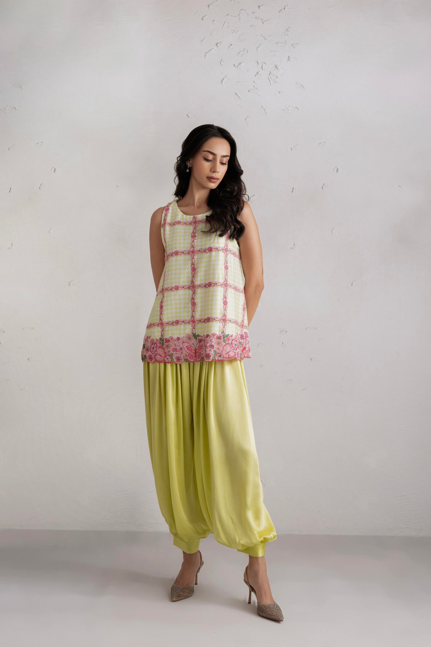 Rhea Short Kurta With Satin Balloon Pants
