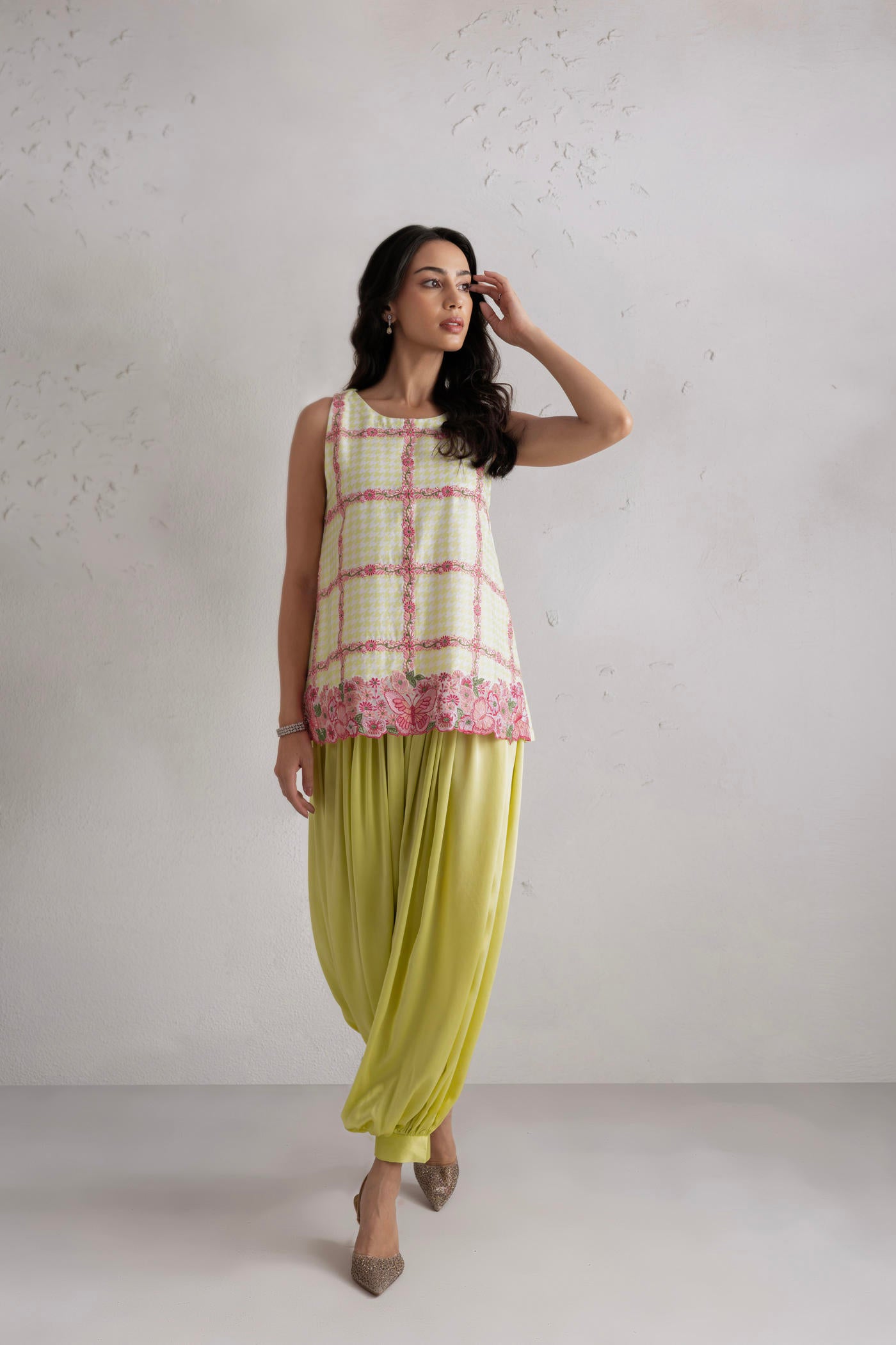Rhea Short Kurta With Satin Balloon Pants