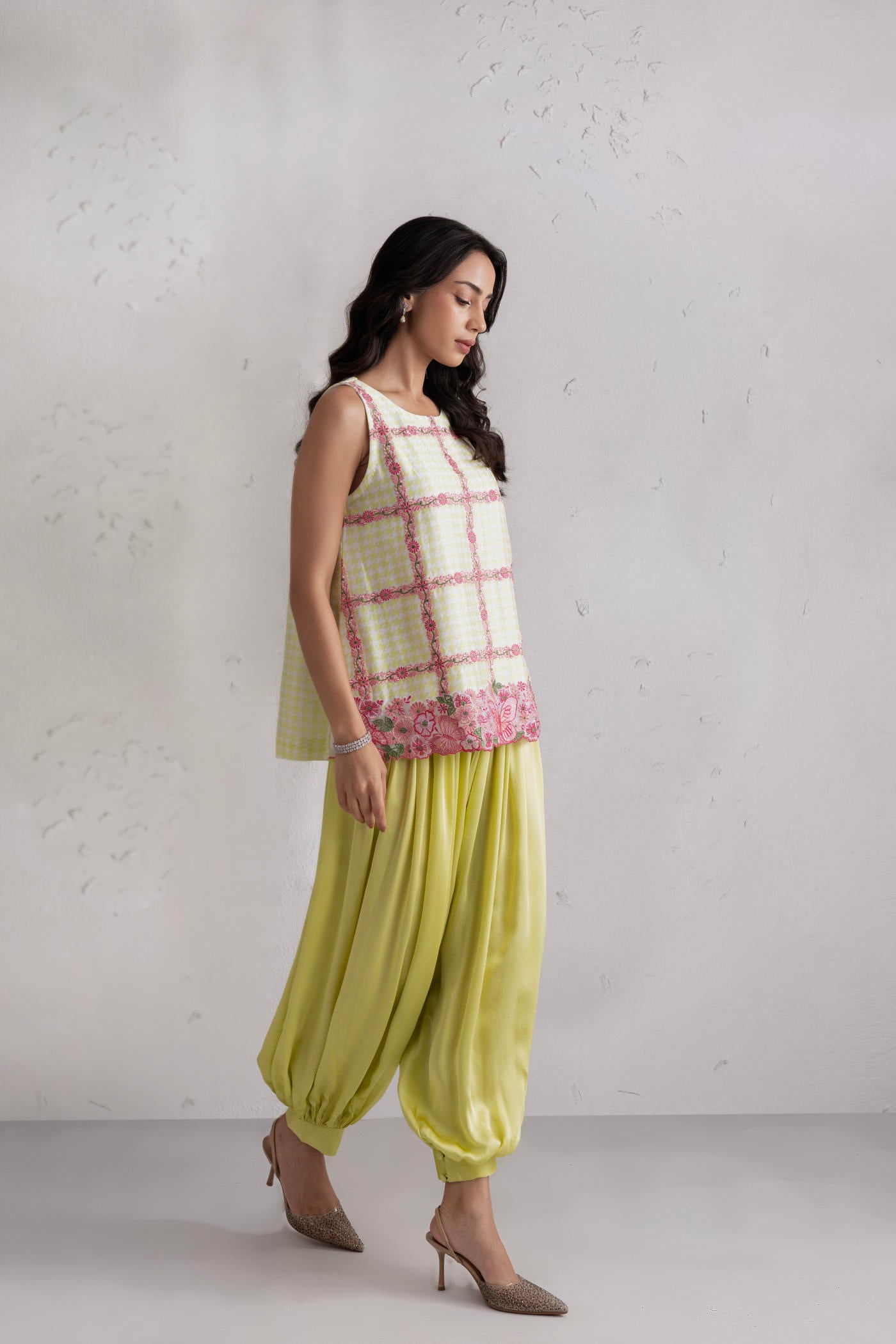Rhea Short Kurta With Satin Balloon Pants
