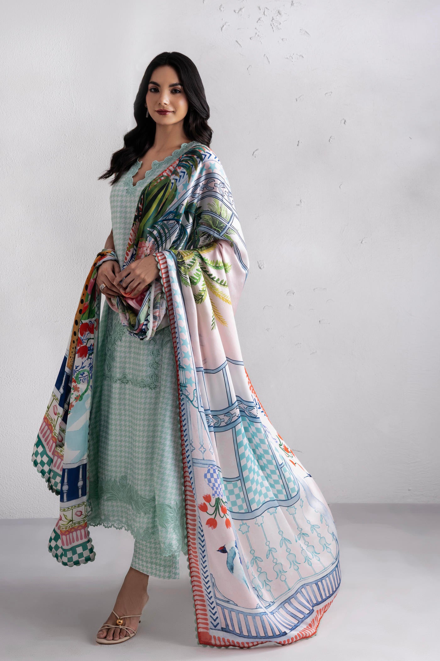 Camelia Pastry Green Long Kurta Set