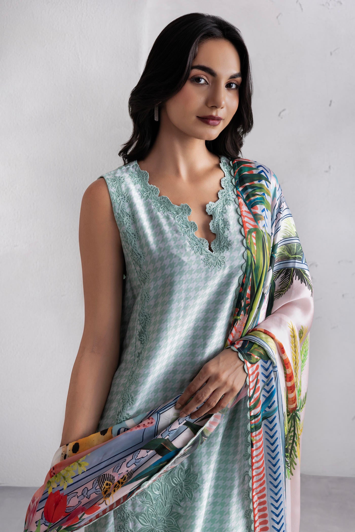 Camelia Pastry Green Long Kurta Set