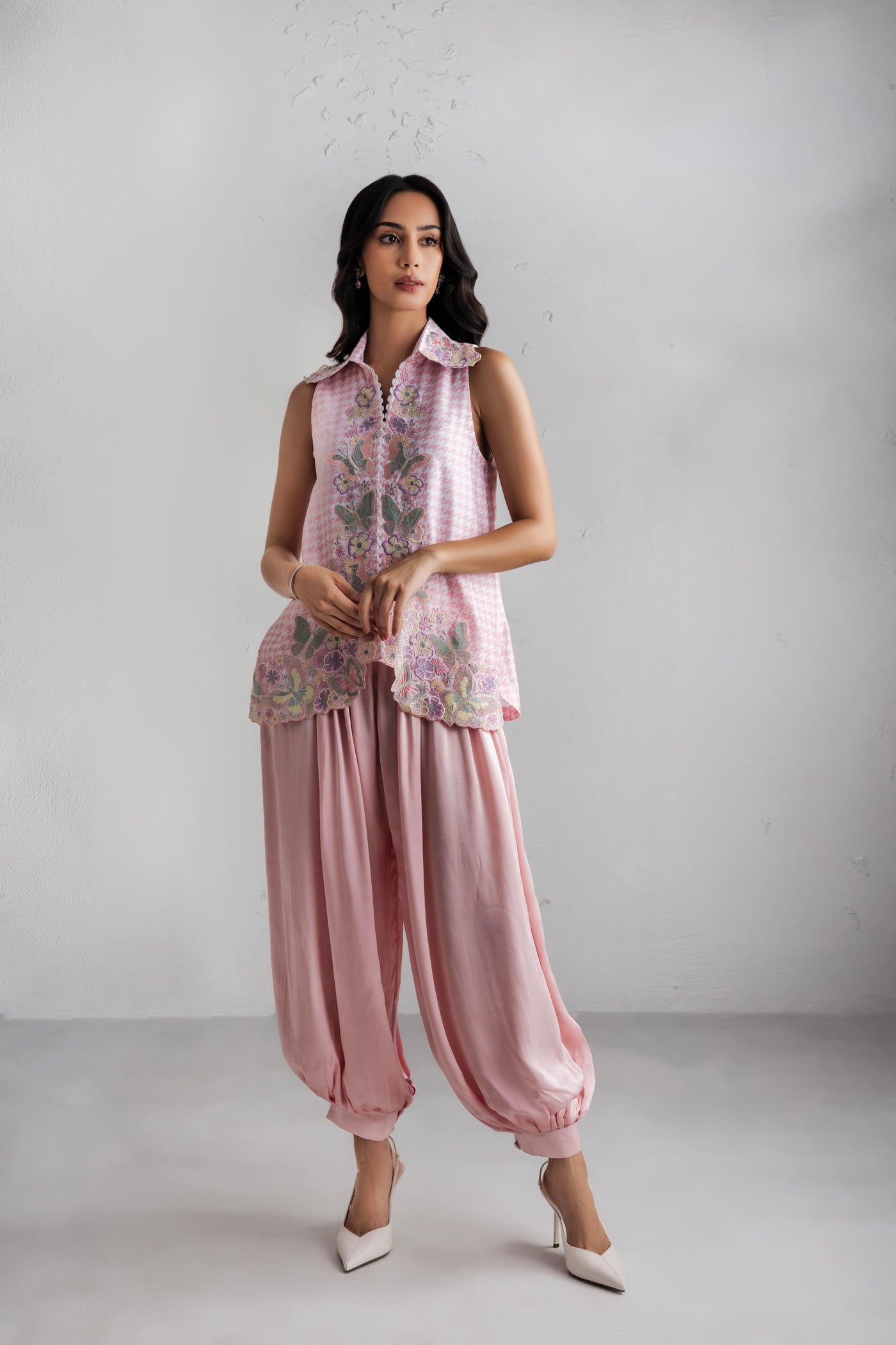 Primrose Short Kurta With Satin Baloon Pants
