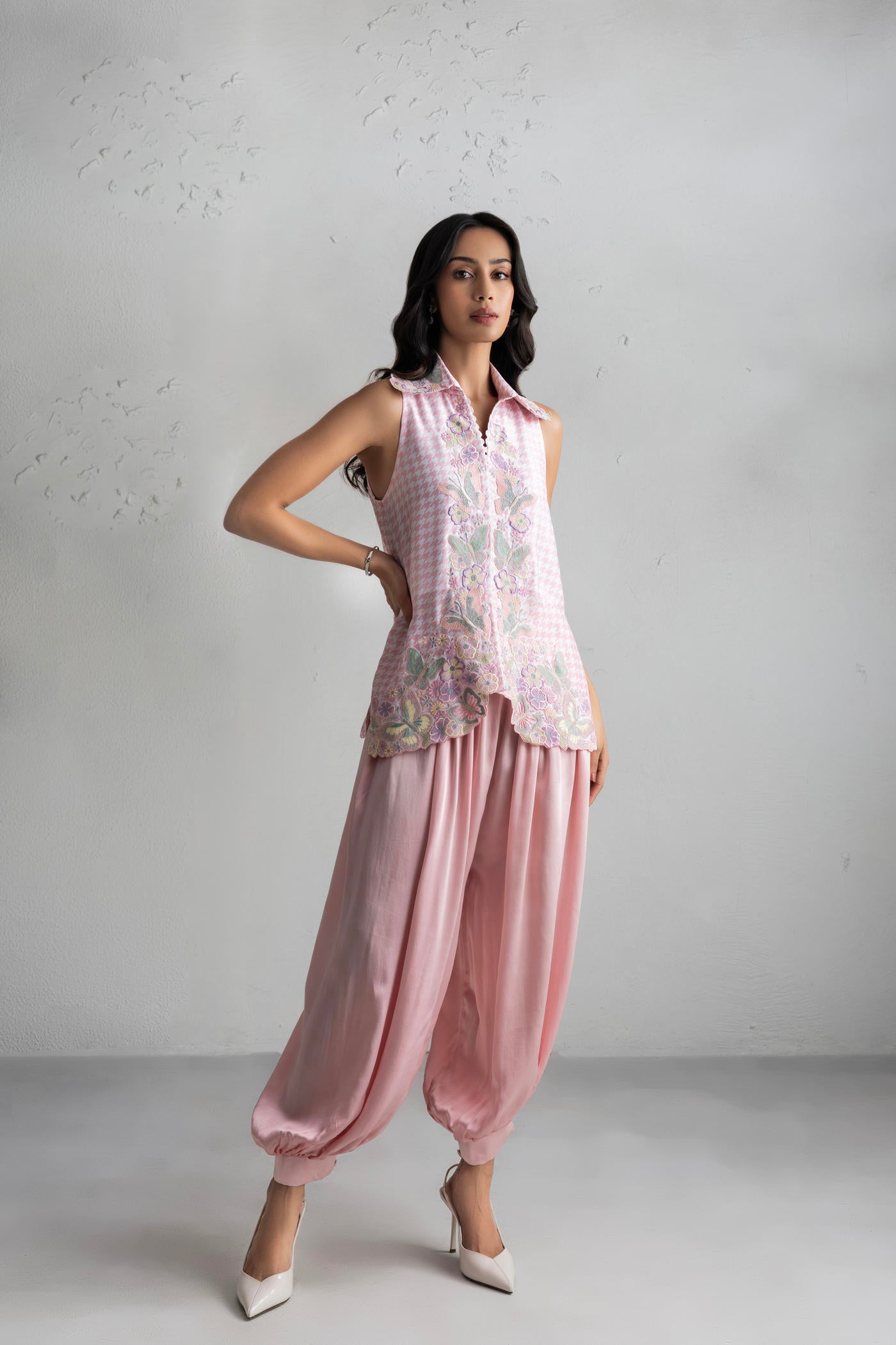 Primrose Short Kurta With Satin Baloon Pants