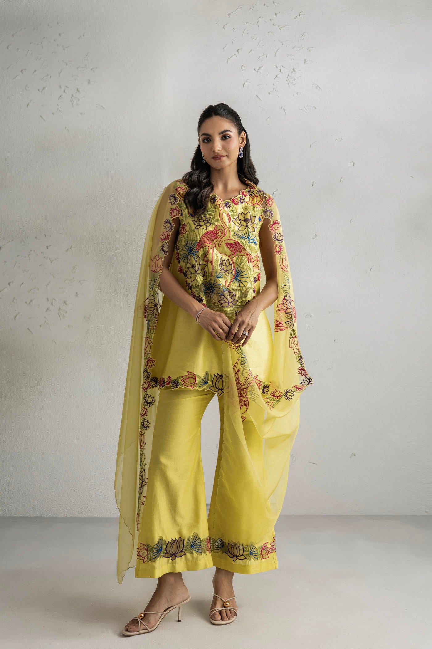Gulbahar Kurta With Bell Bottom Pants And Dupatta